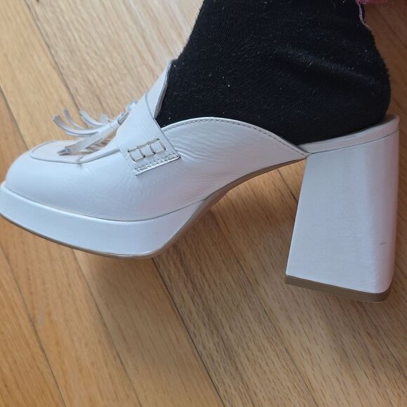 Tassel Chunky Platform Mule Women Square Toe Block Heel Sz 39/8 L'idea By Lori - Picture 13 of 13